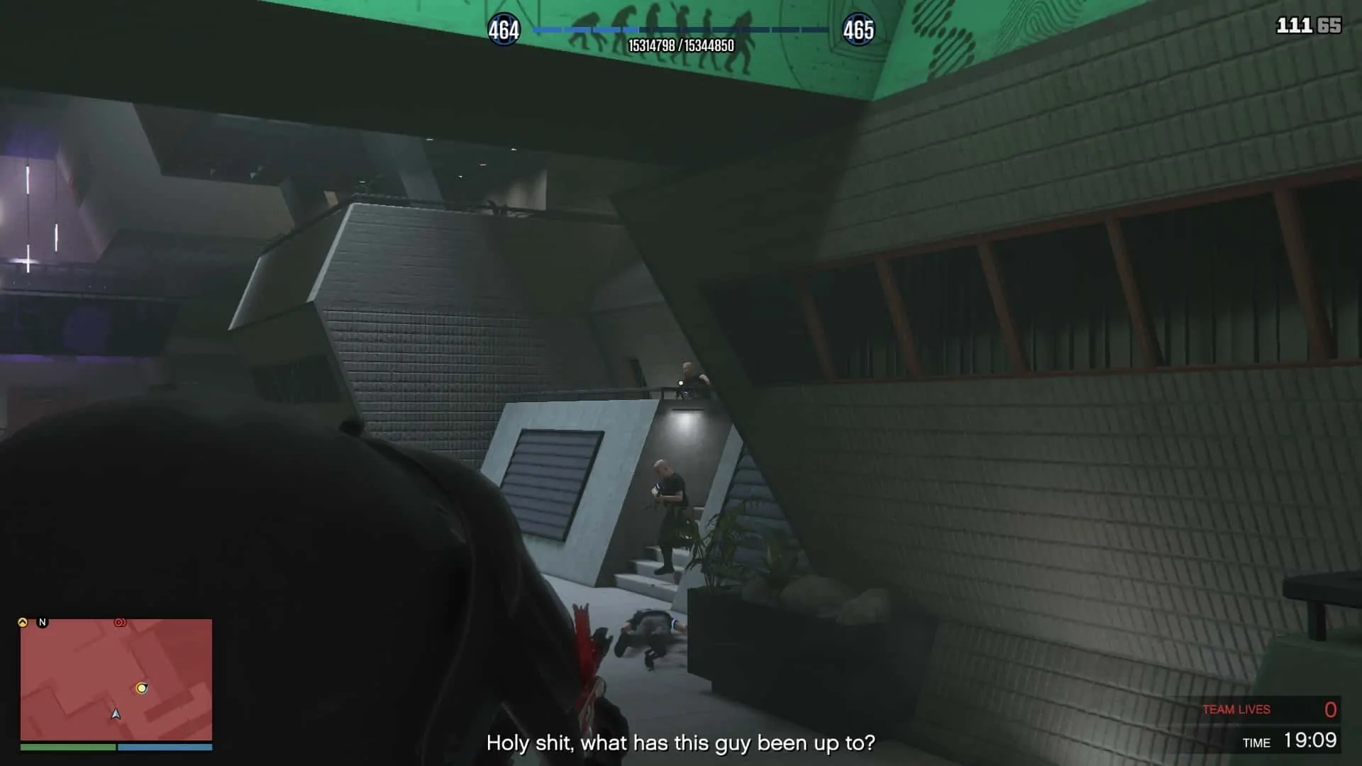 Three enemies to the right after going through the double doors