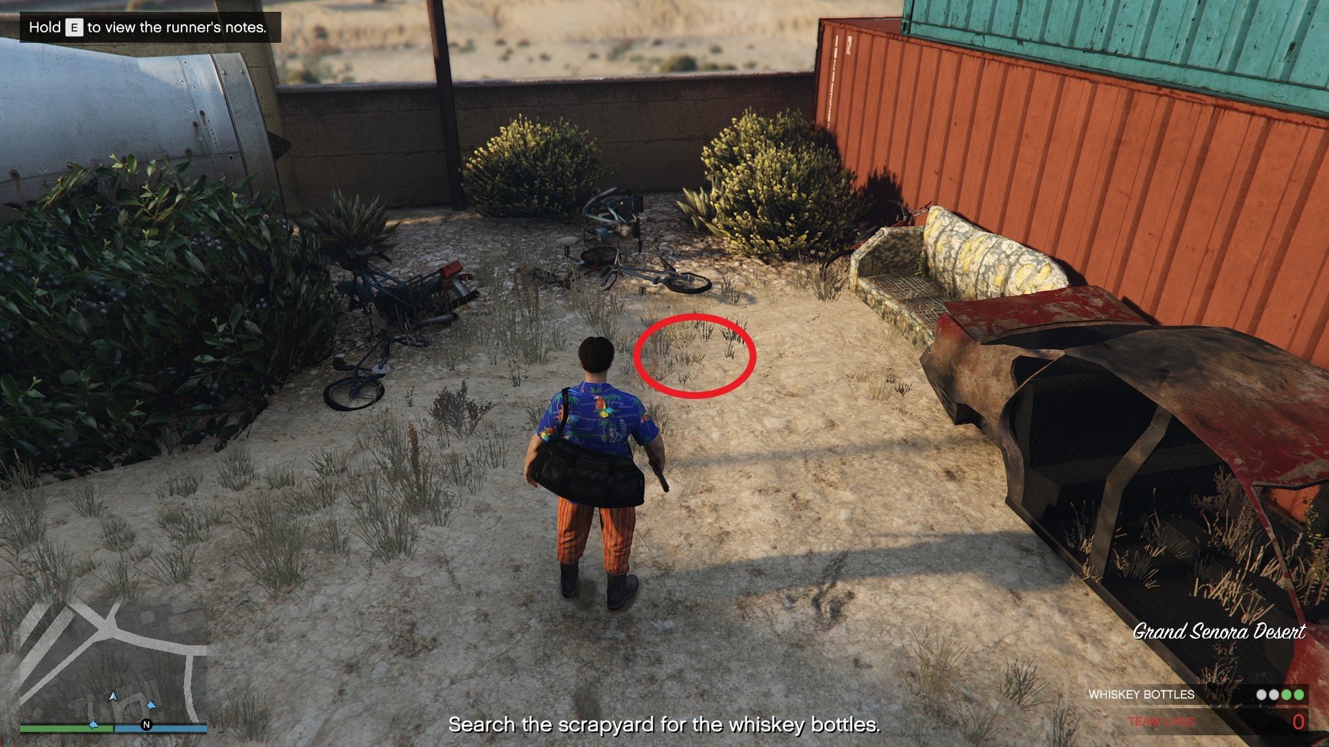 Whiskey bottle location for Two Wheels - Couch clue.