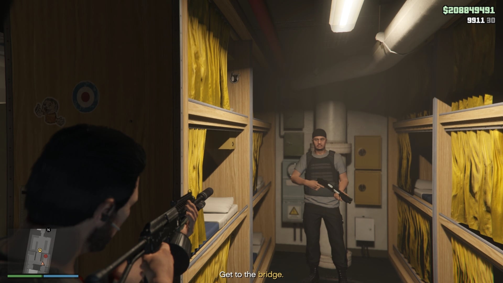 The guard on the left side of the locker room when coming from the mess hall.