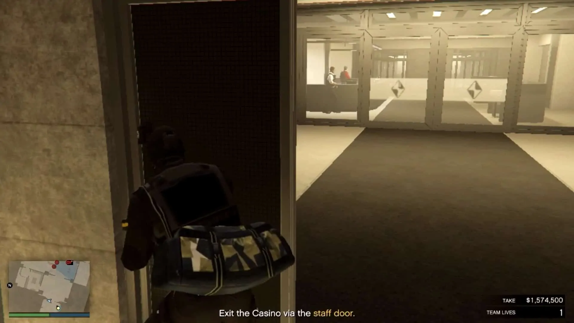 Waiting for the guard to pass by