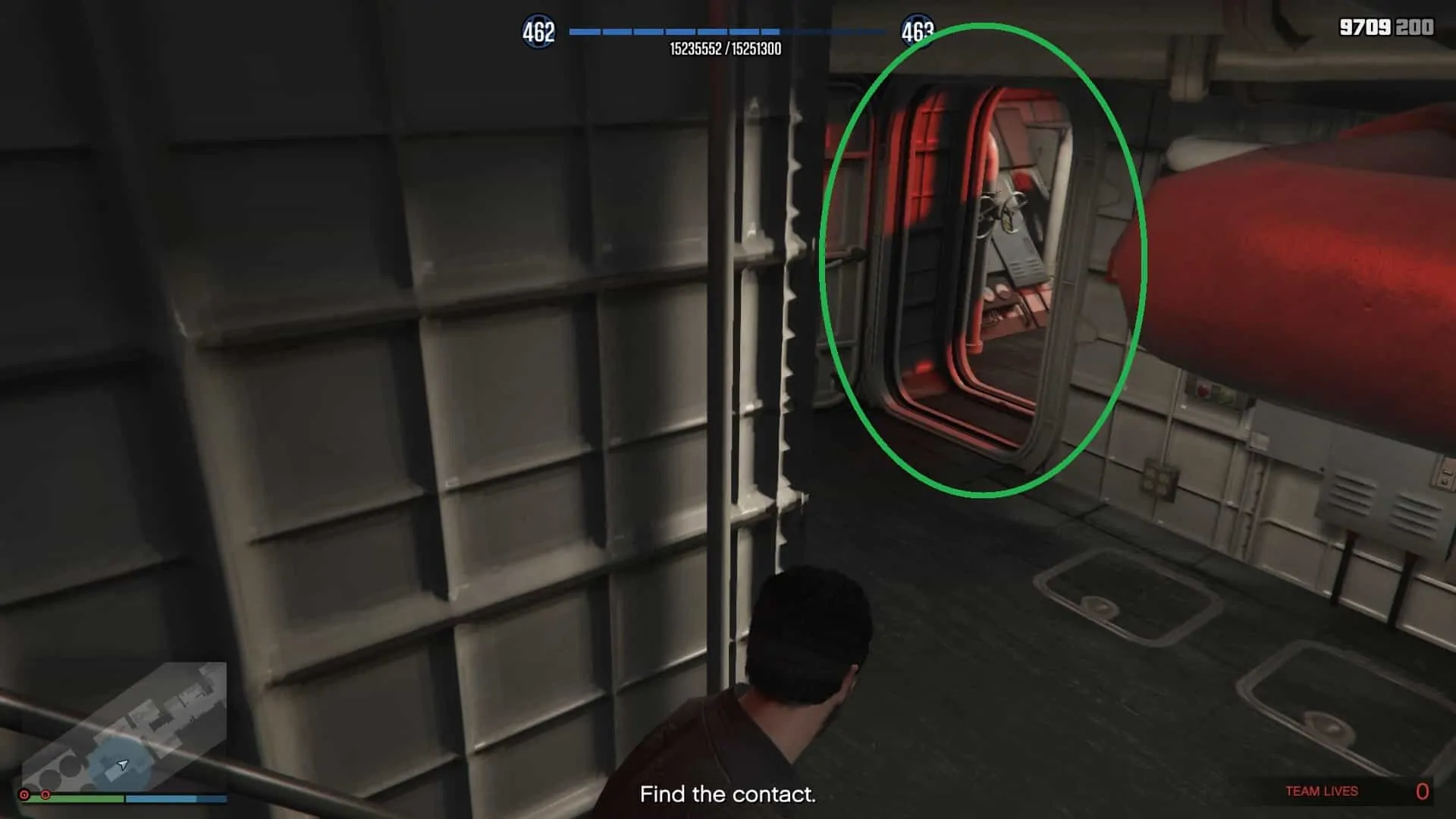 The door you need to go through to reach the Russian prisoner (contact)