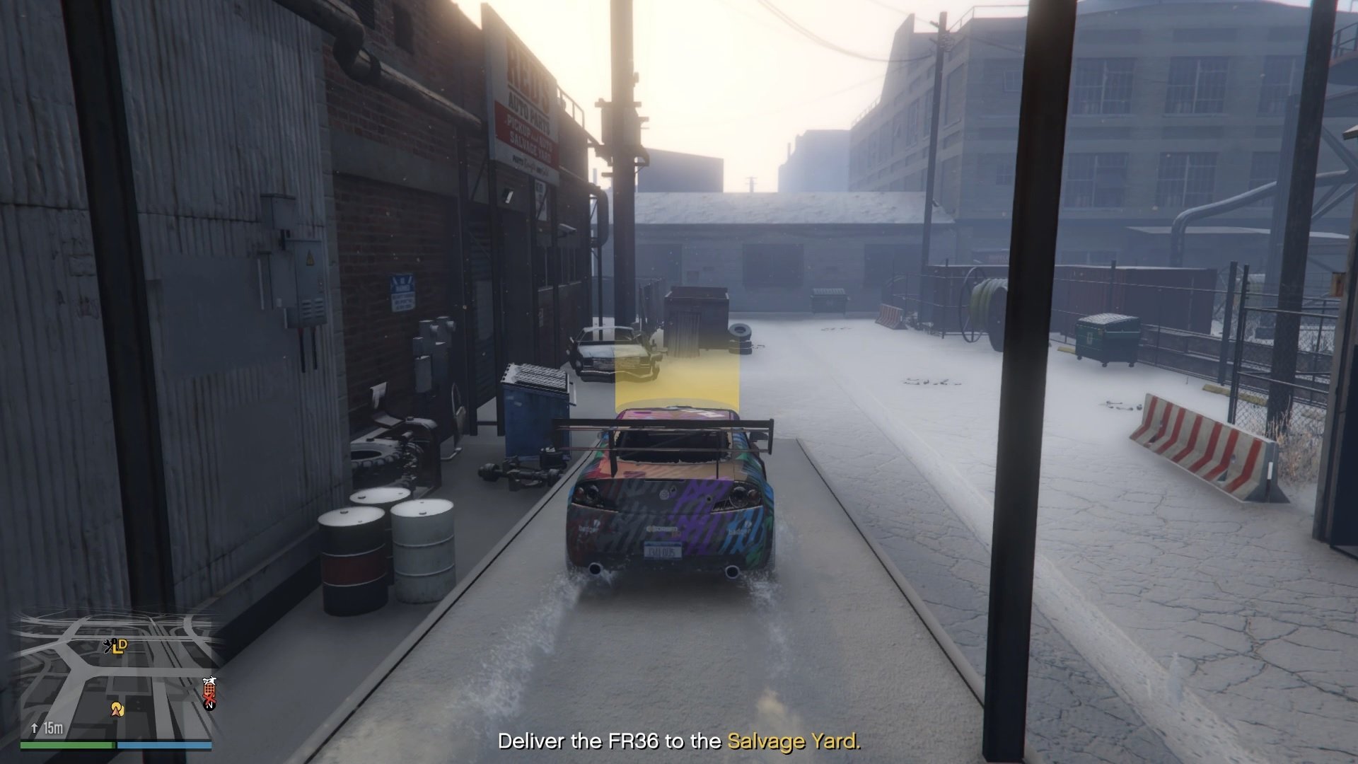 Delivering the vehicle to the salvage yard.