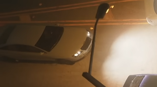 Obey Tailgater spotted on the road from a bird's eye view as seen in the first GTA VI trailer.