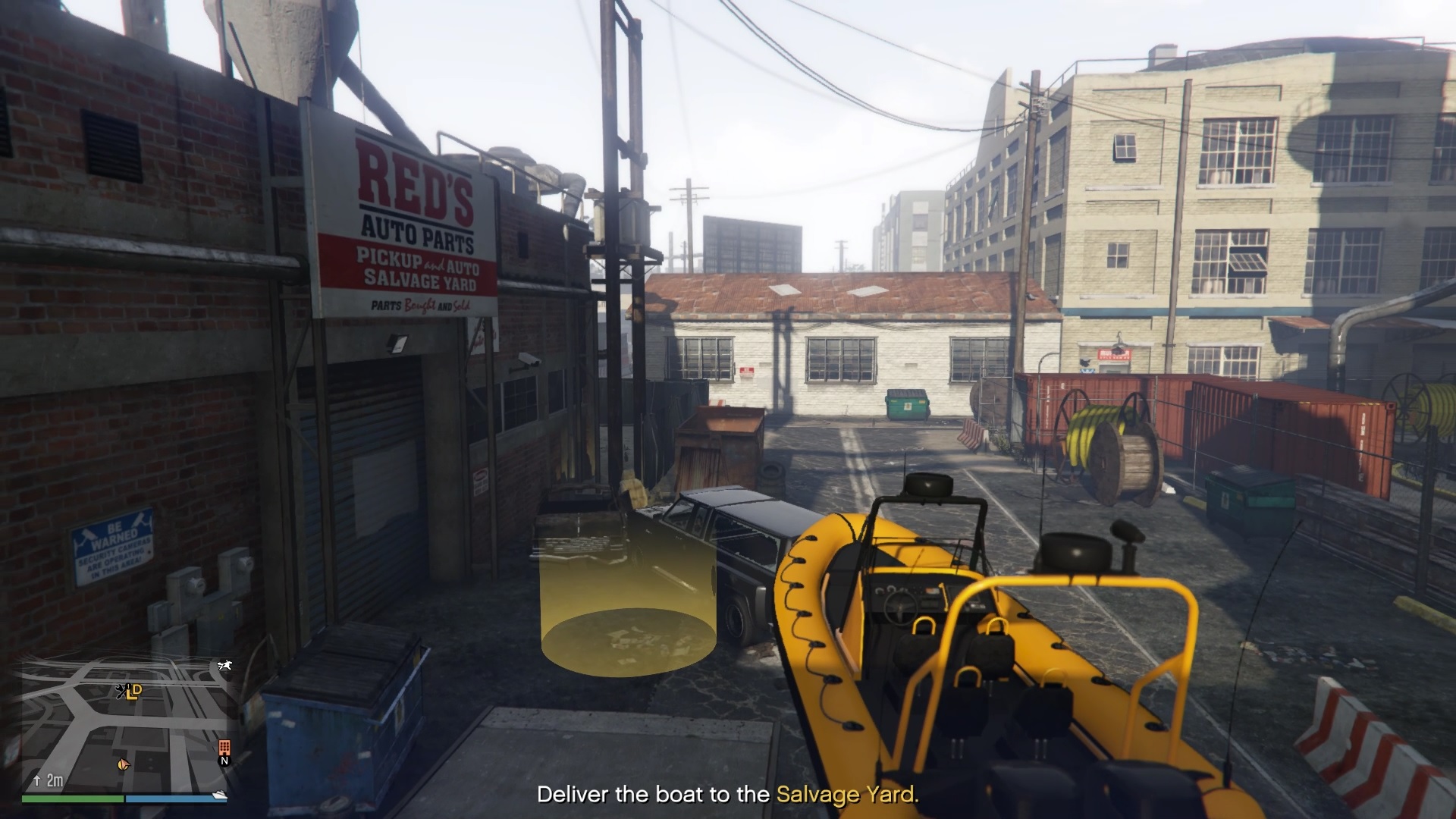 Some enemies will still chase you down, but you can ignore them and drive to the yard.