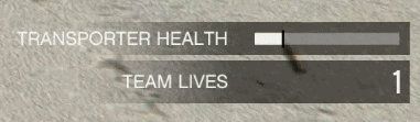 The health bar of the transporter with the black reference line