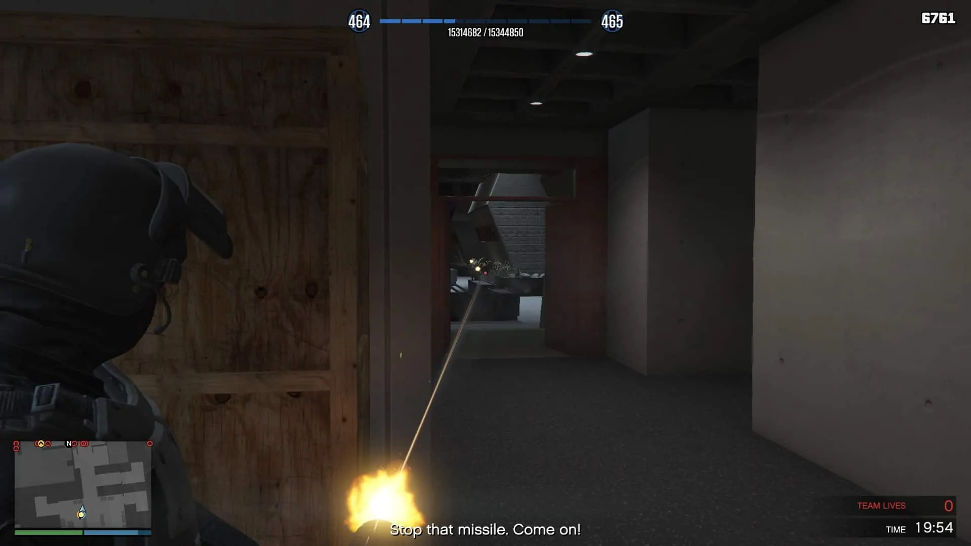 Enemies on the ground floor just outside the double door