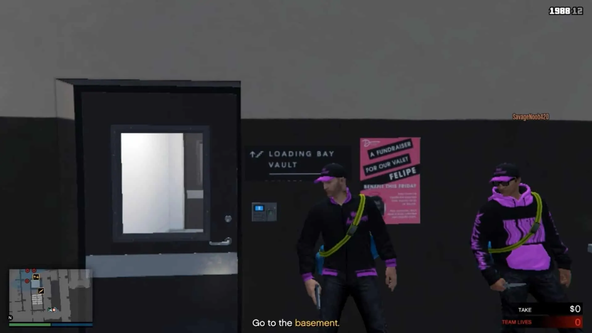 Taking cover by the keypad door and waiting for the guard to turn around