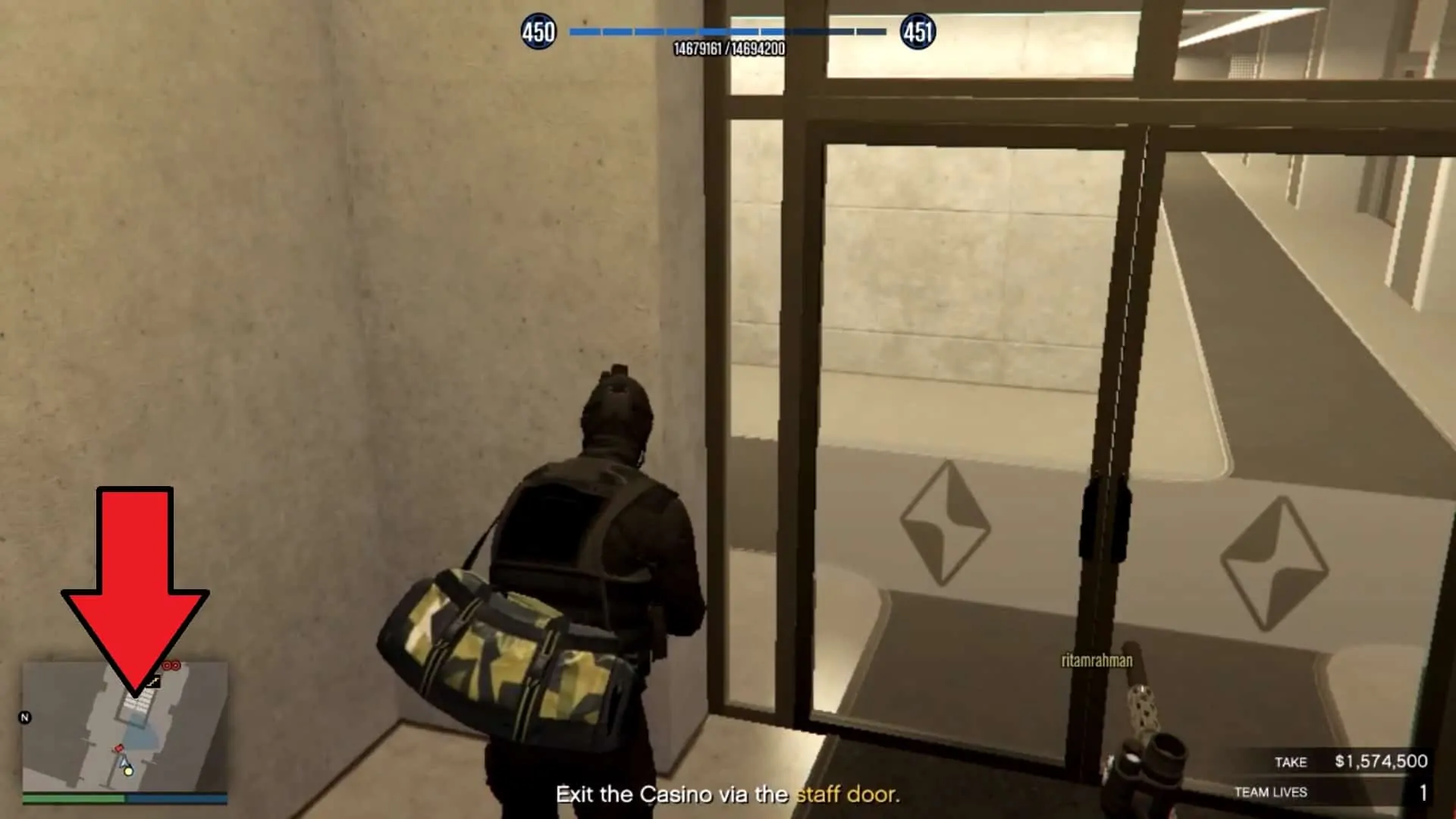 Waiting for the camera's cone of vision to turn to the left side so we can exit