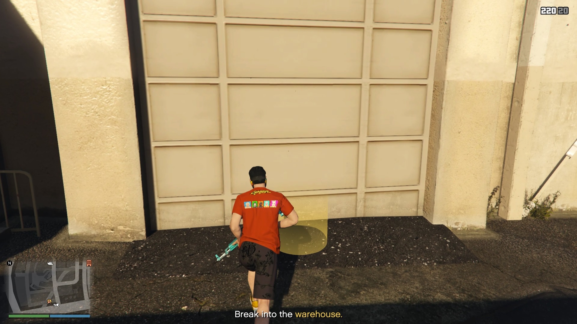 Breaking into the warehouse.