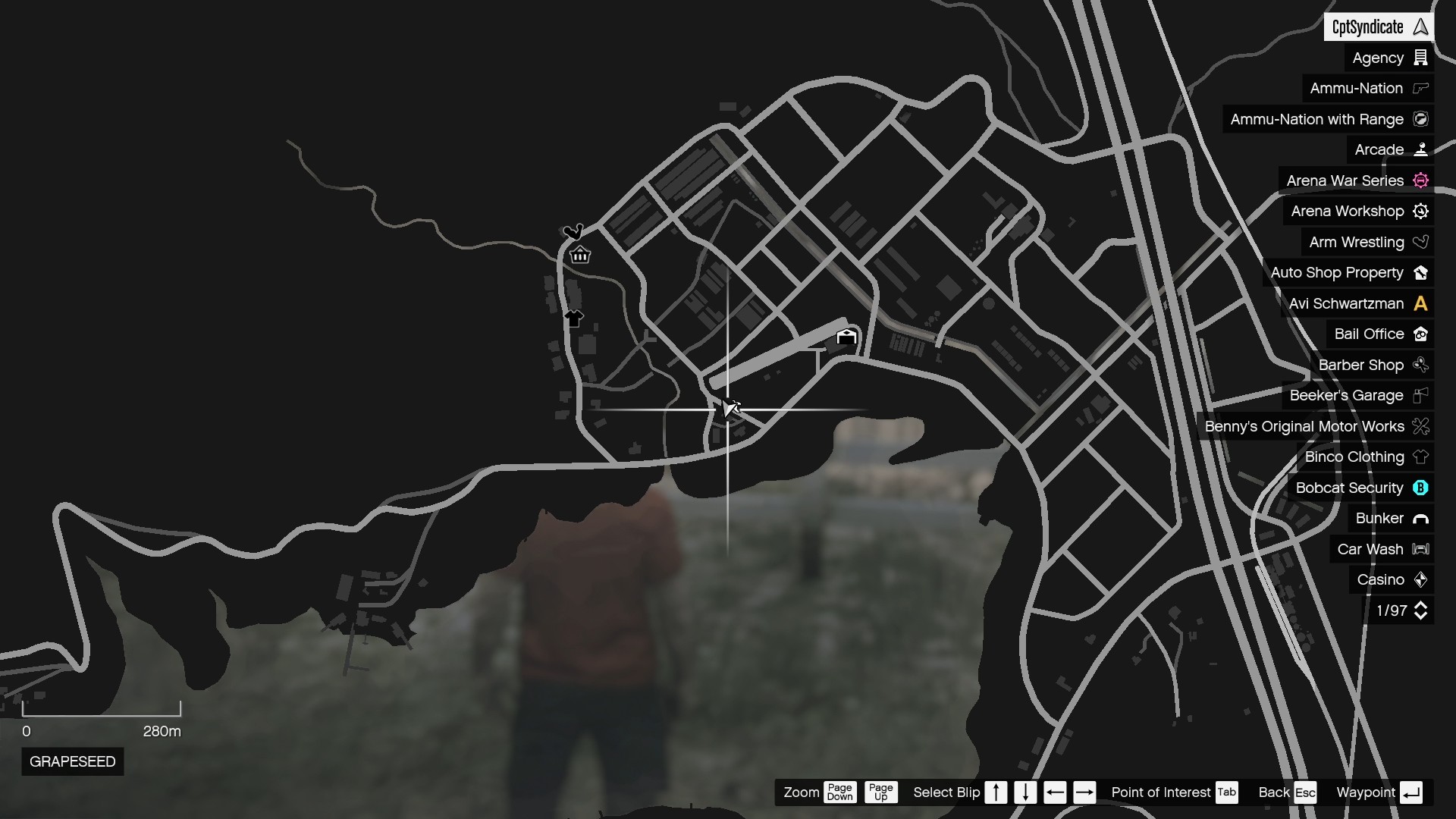 The map shows the location of the lucky clover in Grapeseed.