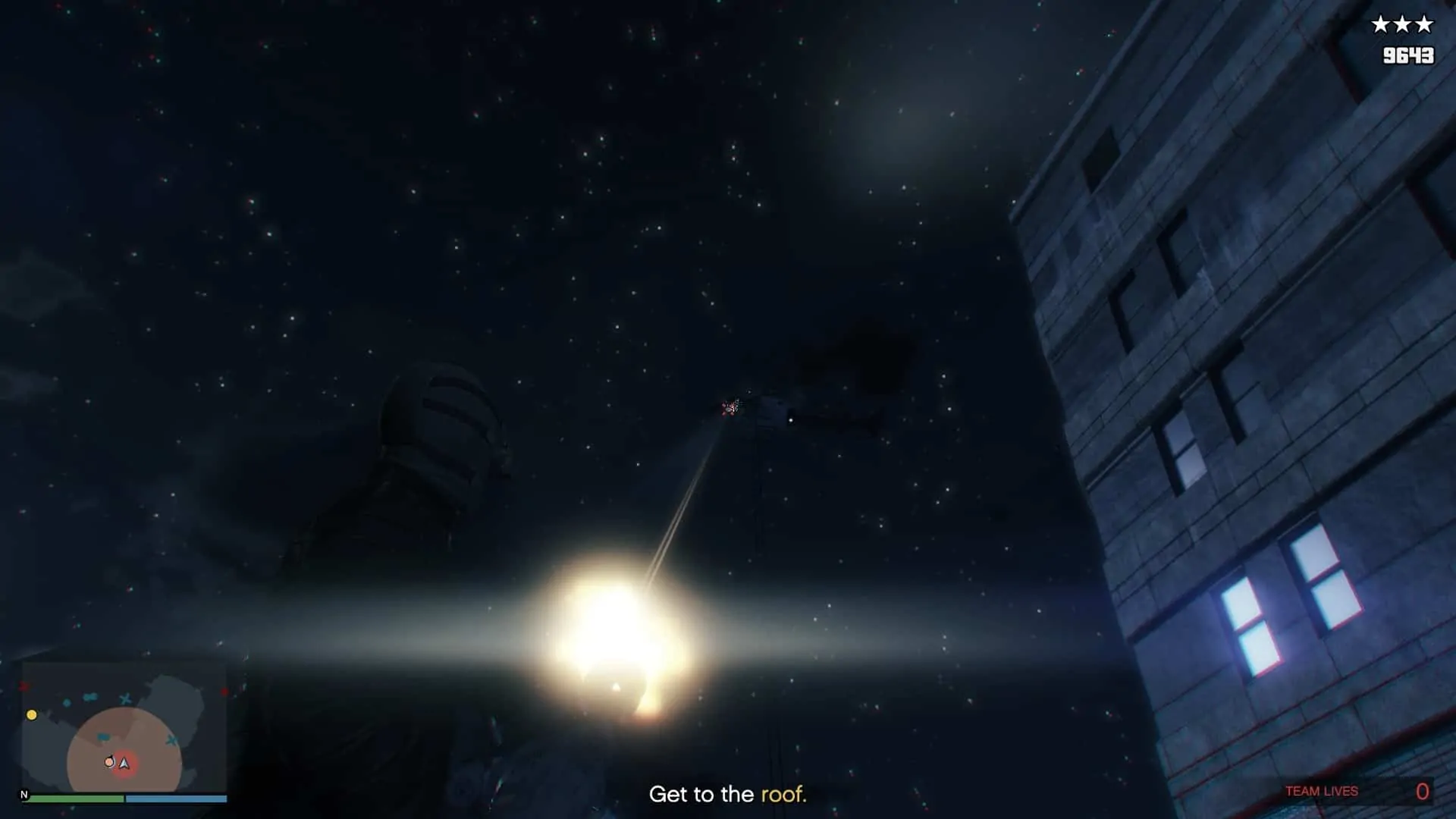 Taking out the cop helicopter using a mini-gun