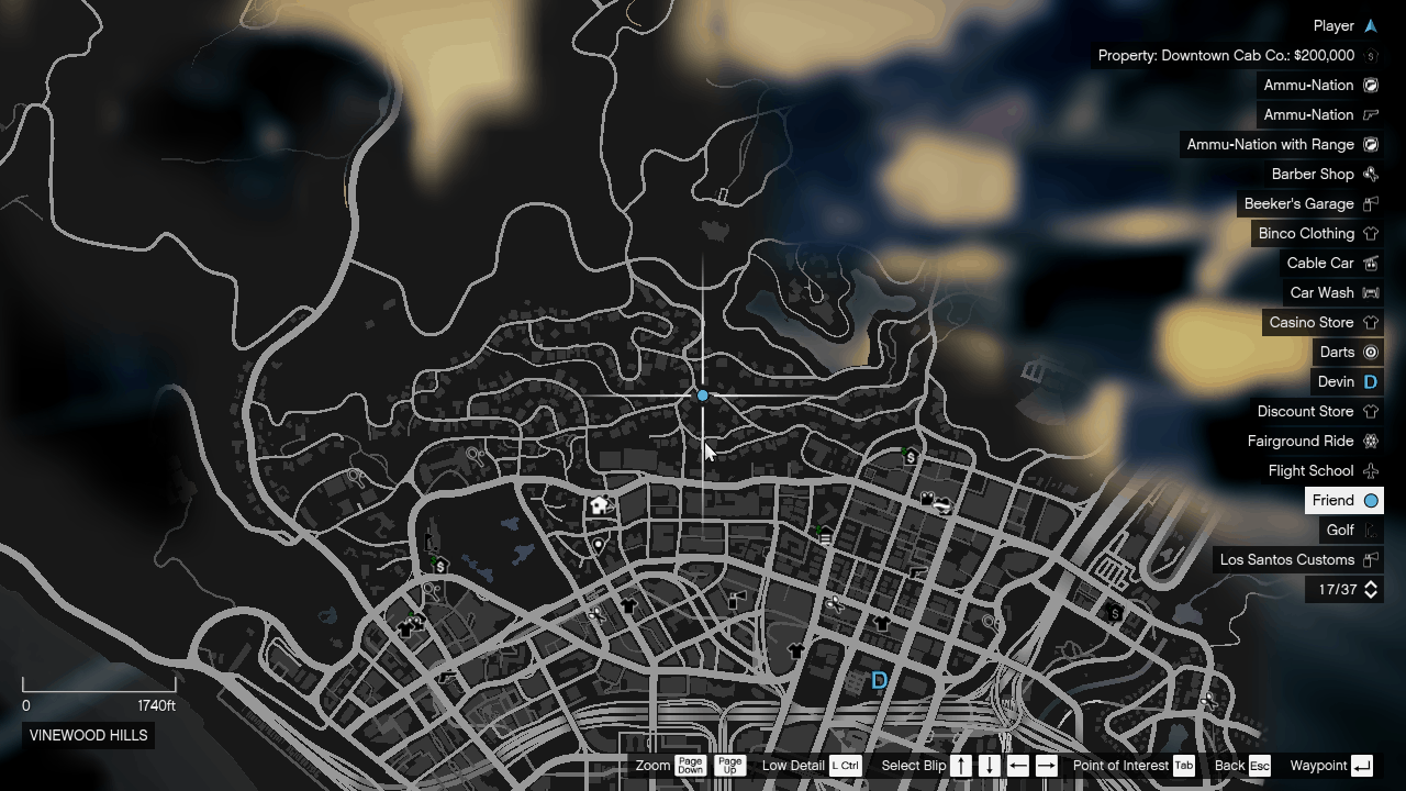 The location where the event triggers at Wild Oat Drives in Vinewood Hills