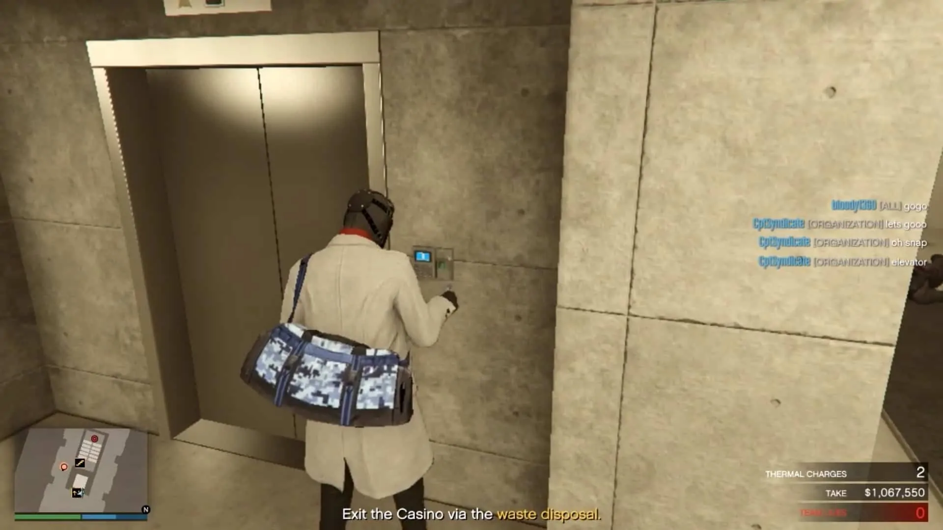 Swiping the keycard to access the elevator