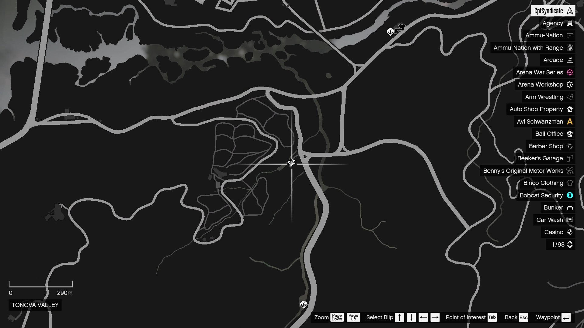 The map shows the location of the golden clover found at the Two Hoots Falls statue in Tongva Valley.