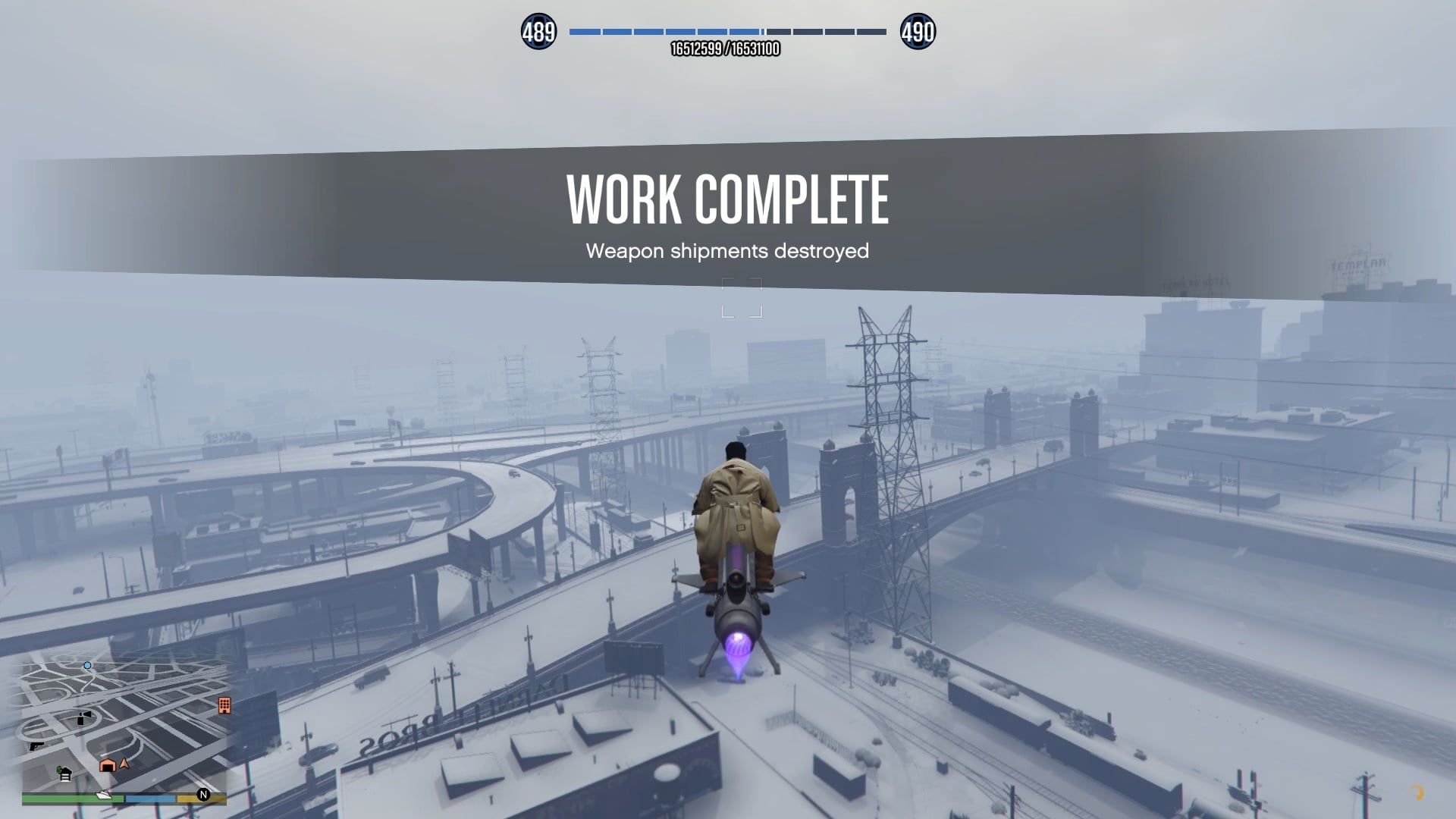 Destroying the last weapon shipment will automatically complete the mission.