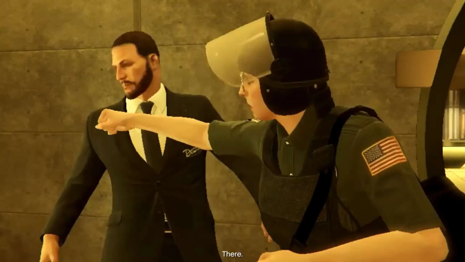 Player knocking the guard out after he opens the vault