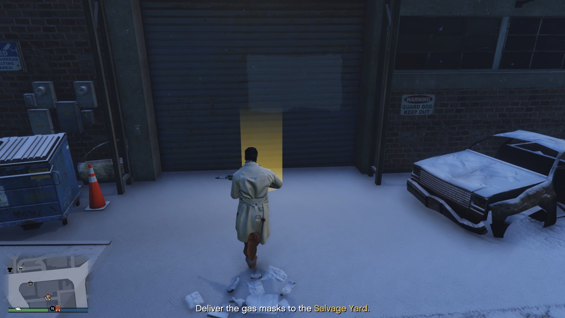 Delivering the gas masks to our Salvage Yard.