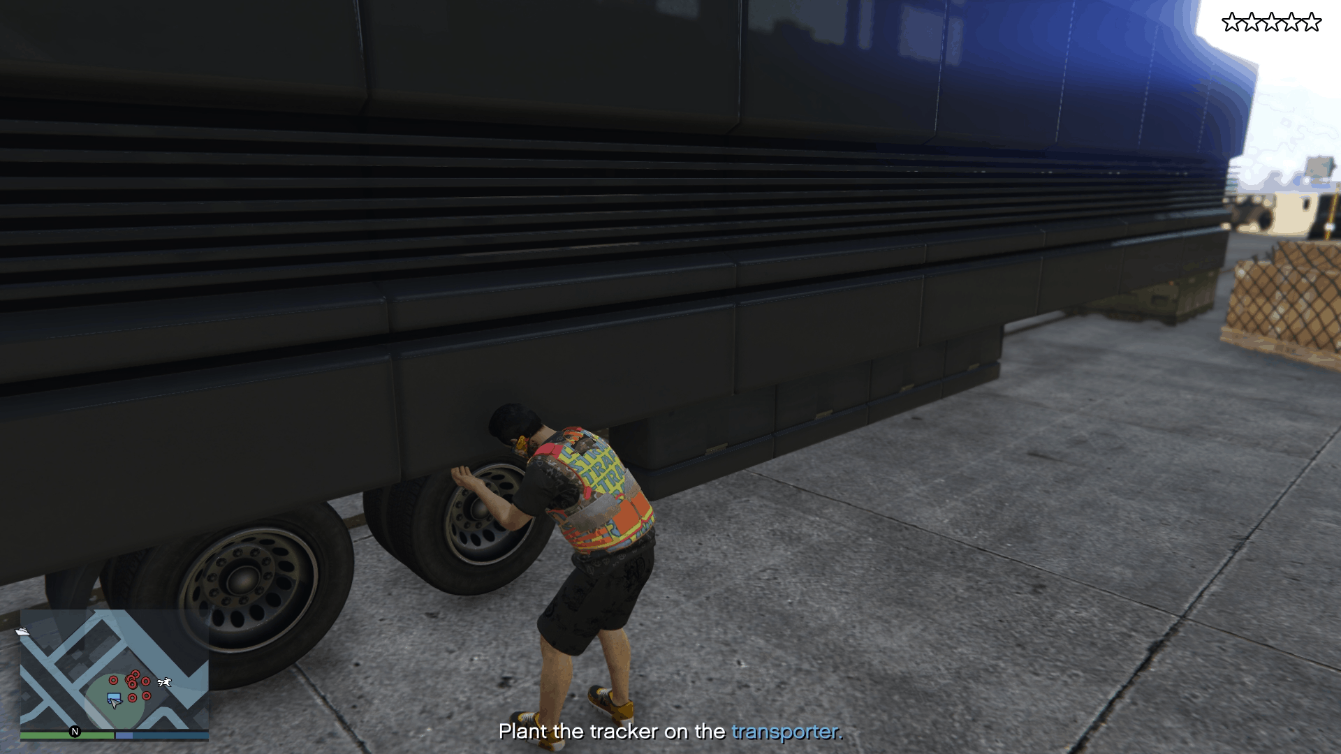 Planting the tracking device on the transporter