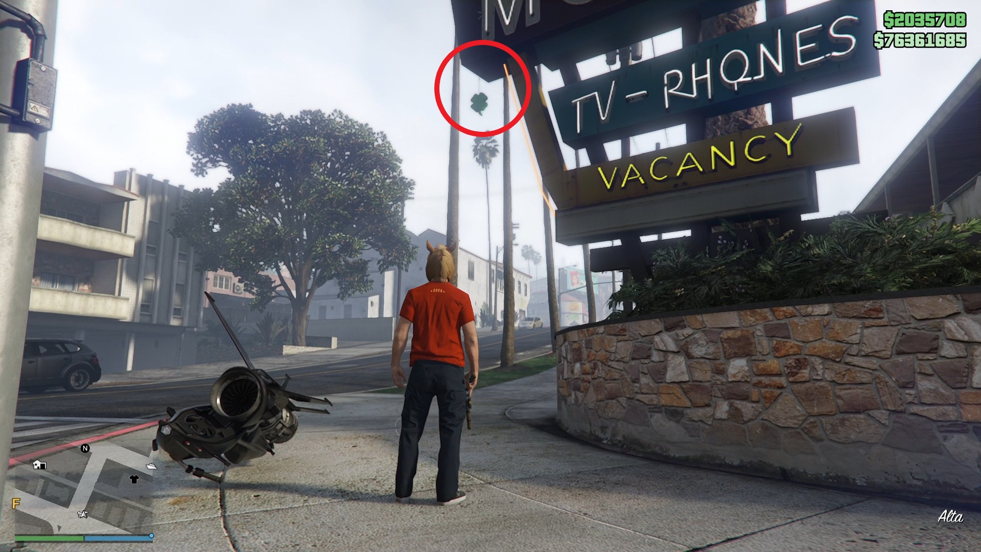 The lucky clover is hanging on the motel sign in Alta.