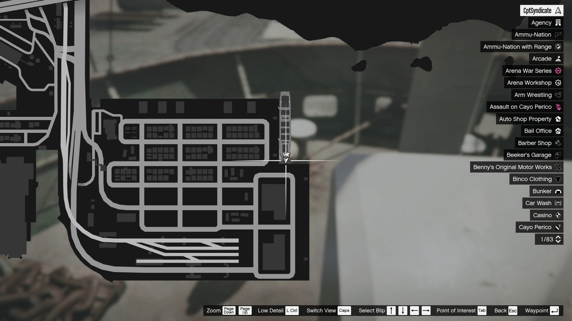 The map shows the location of the Yuanbao on the bow of the Daisy Lee terminal in GTA Online.