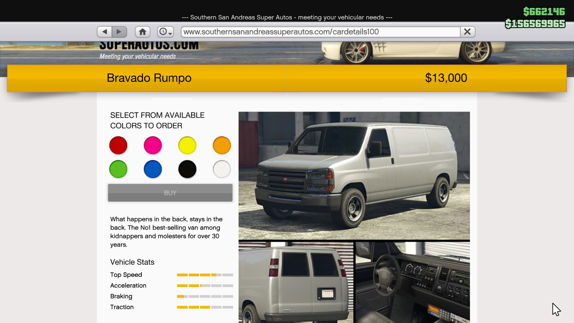 Bravado Rumpo's Store Page on the Southern San Andreas Super Autos website.