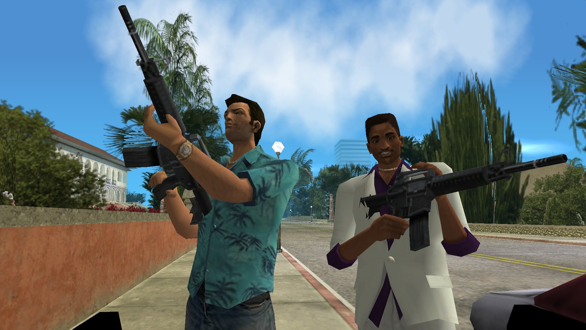 Tommy and Lance in the original Grand Theft Auto: Vice City.