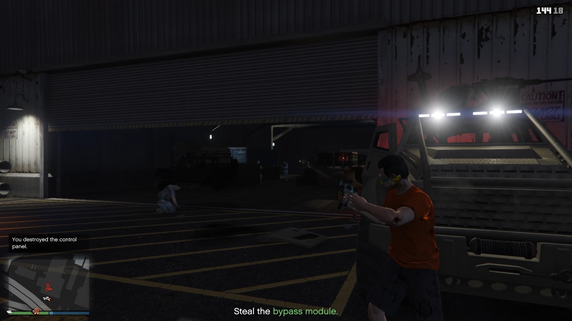 Using the armored vehicle as cover.