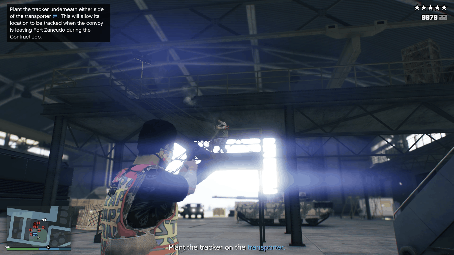 Fighting through the army personnel to plant the tracker