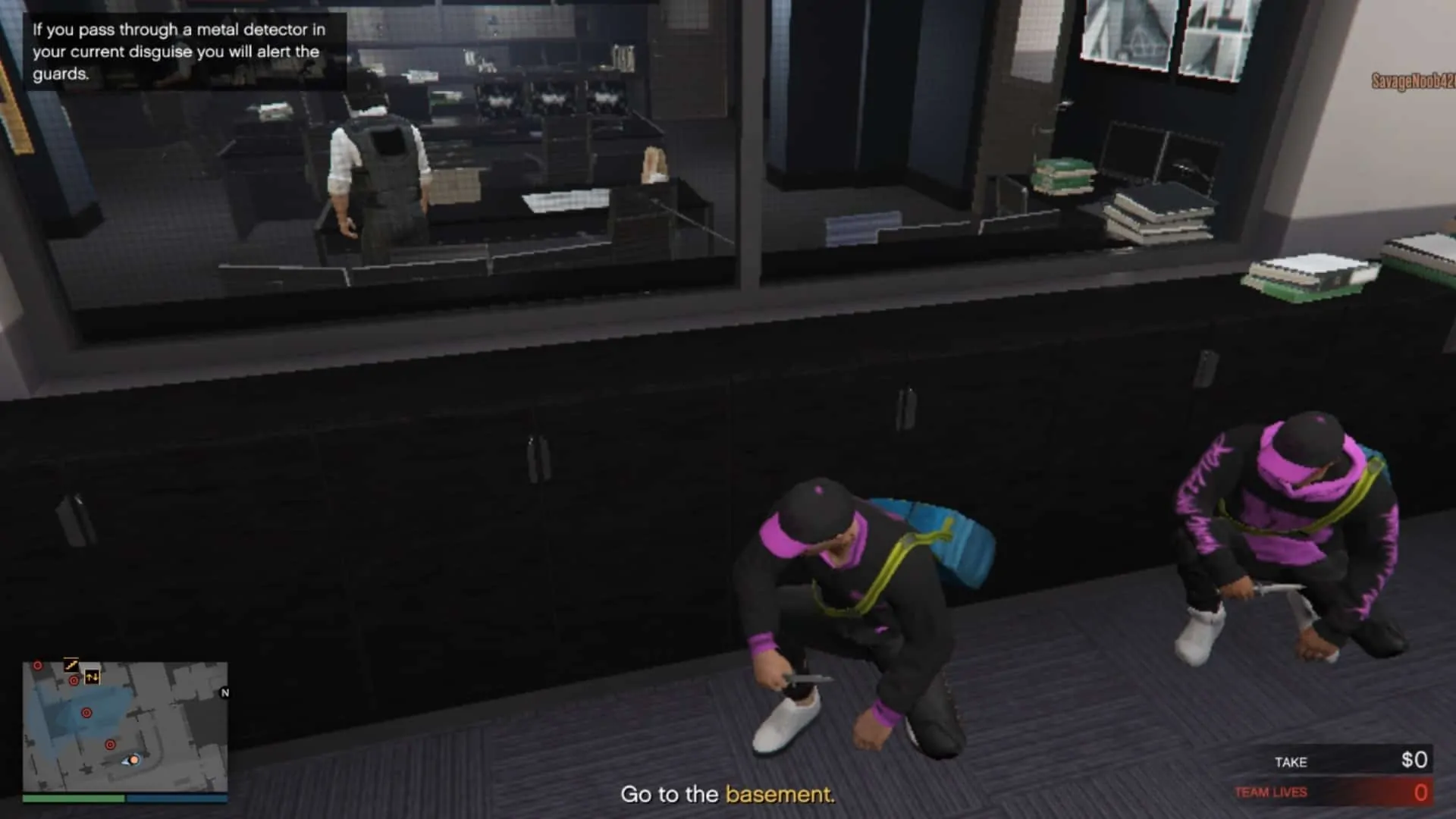 Taking cover immediately after taking out the second guard behind desk