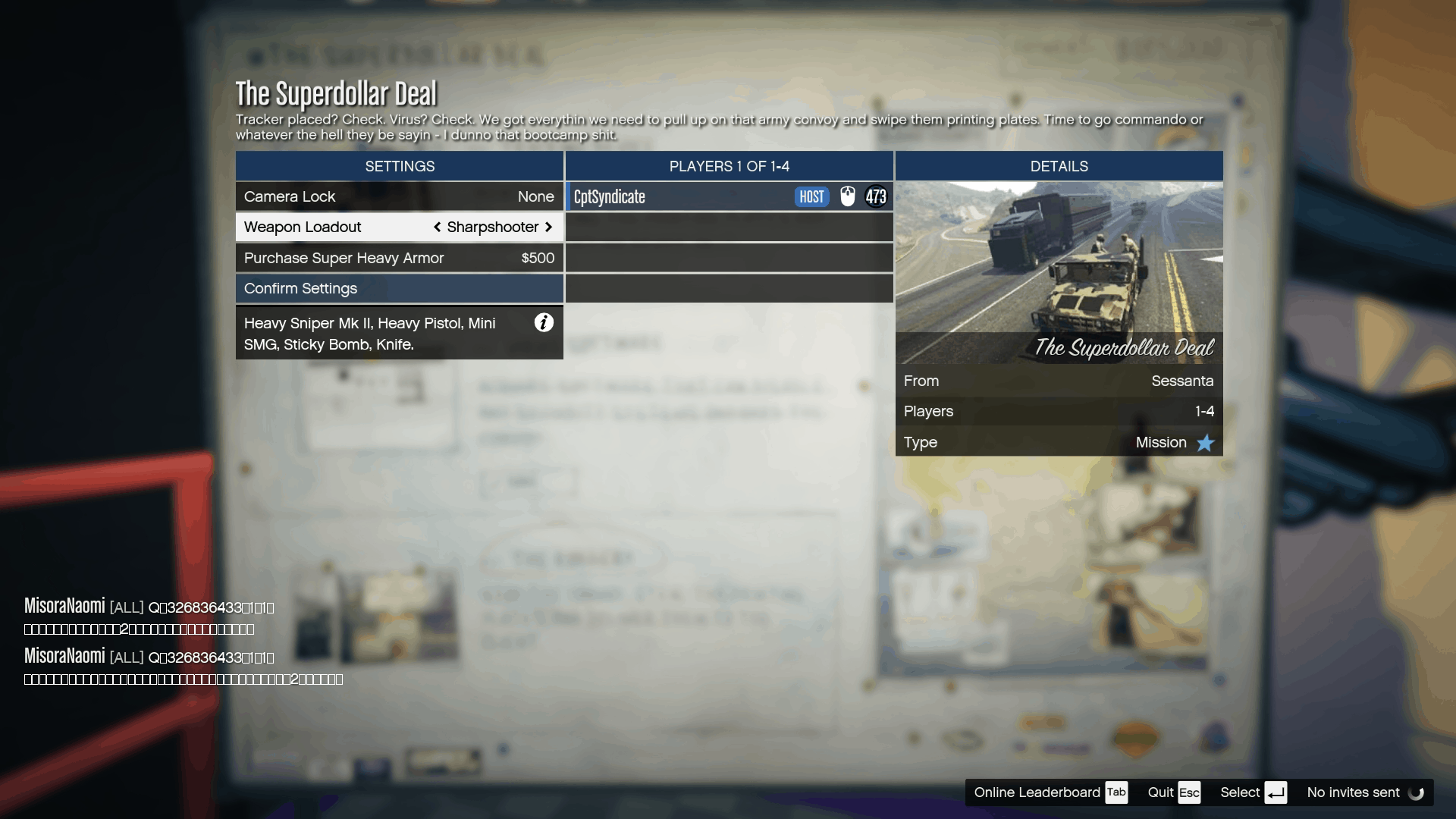 Selecting the 'Sharpshooter' weapon loadout for the Sticky Bombs