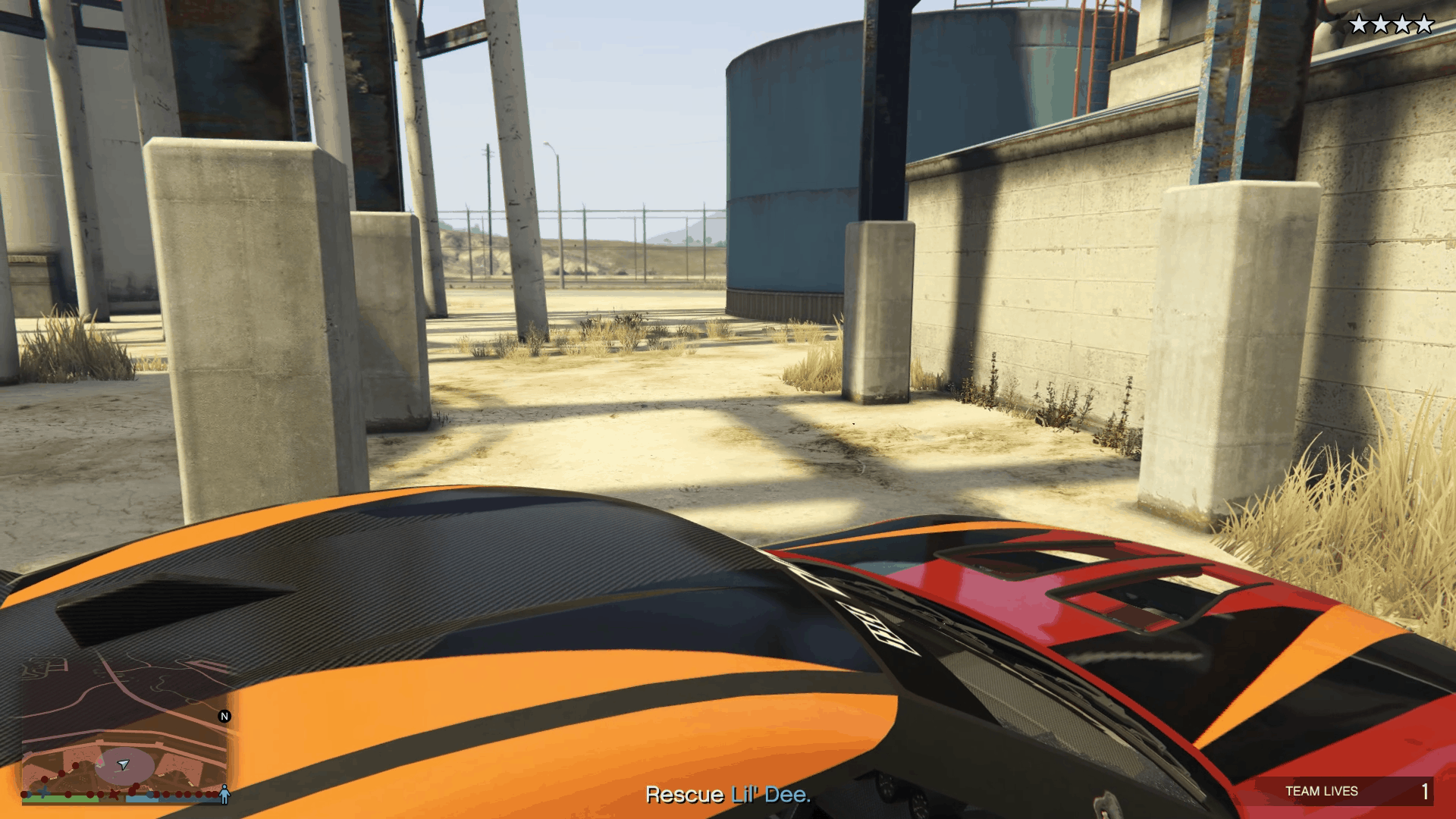 Outer road seen from in between the buildings