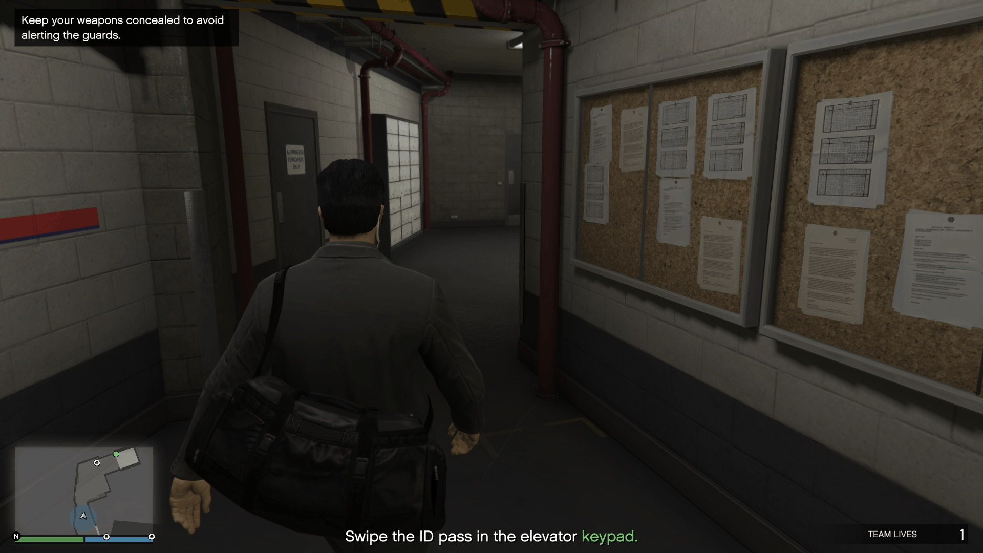 Walking to the elevator