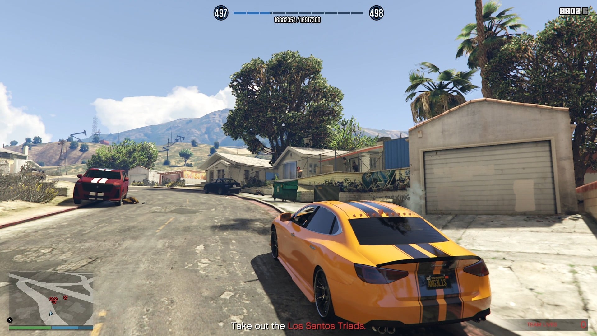 Los Santos Triads outside Skinny's house.