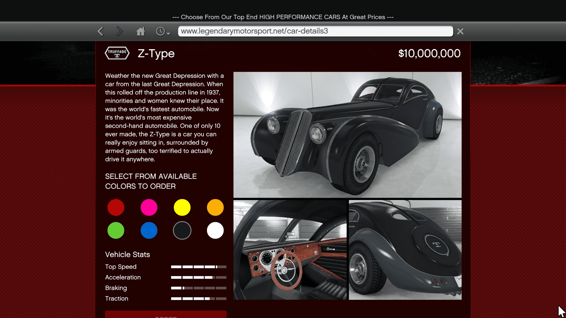 Truffade Z-Type Legendary Motorsports Store Page