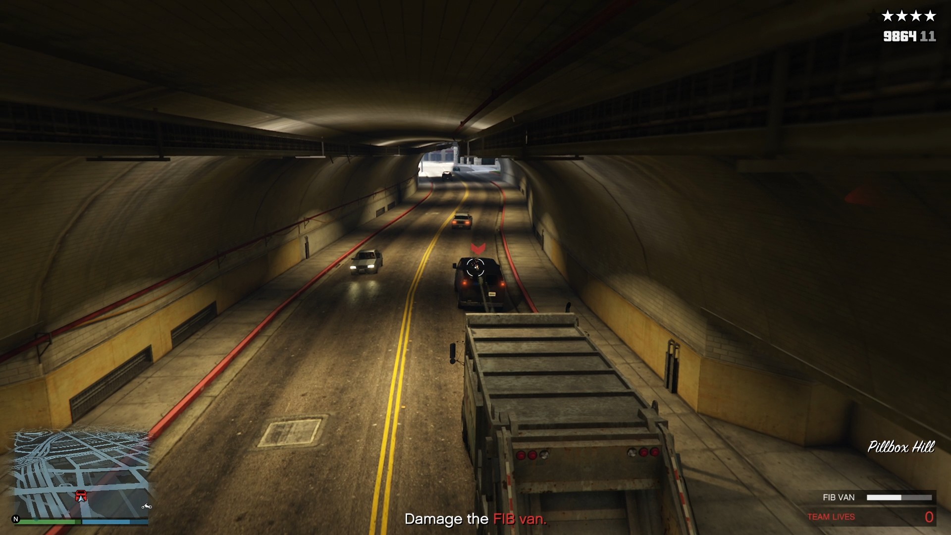 Shoot the FIB van to quickly deplete its health.