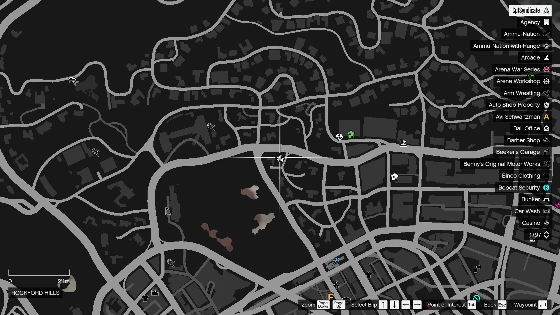 The map shows the location of the lucky clover in Rockford Hills.