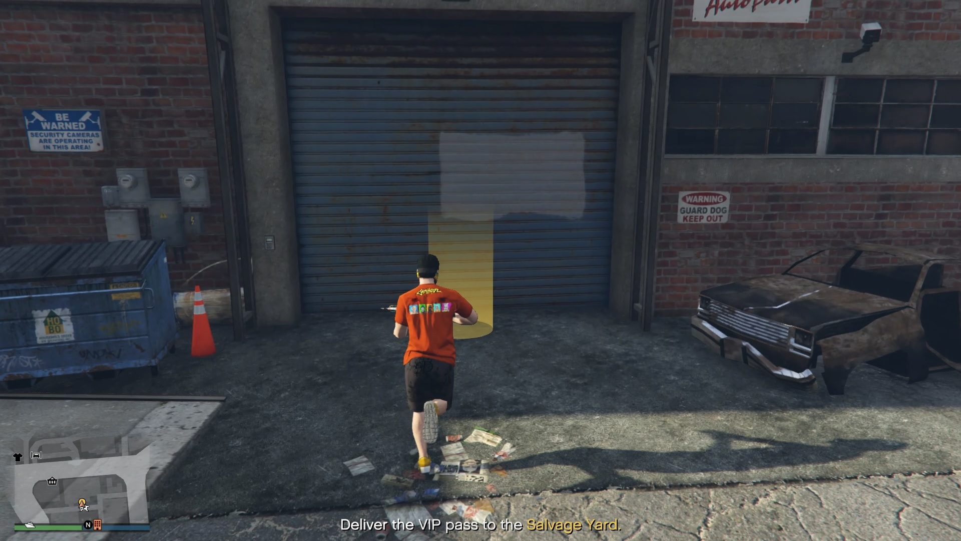 Delivering the VIP pass to the Salvage Yard.
