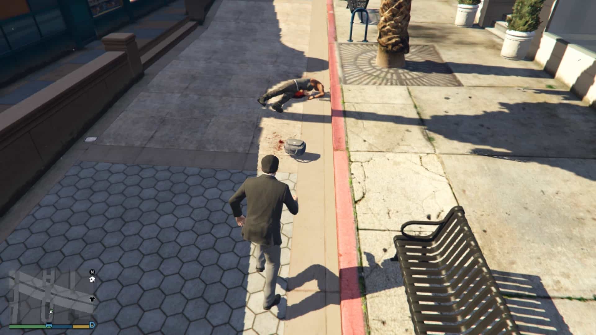 Bag containing $2,000 dropped on the ground after you kill him