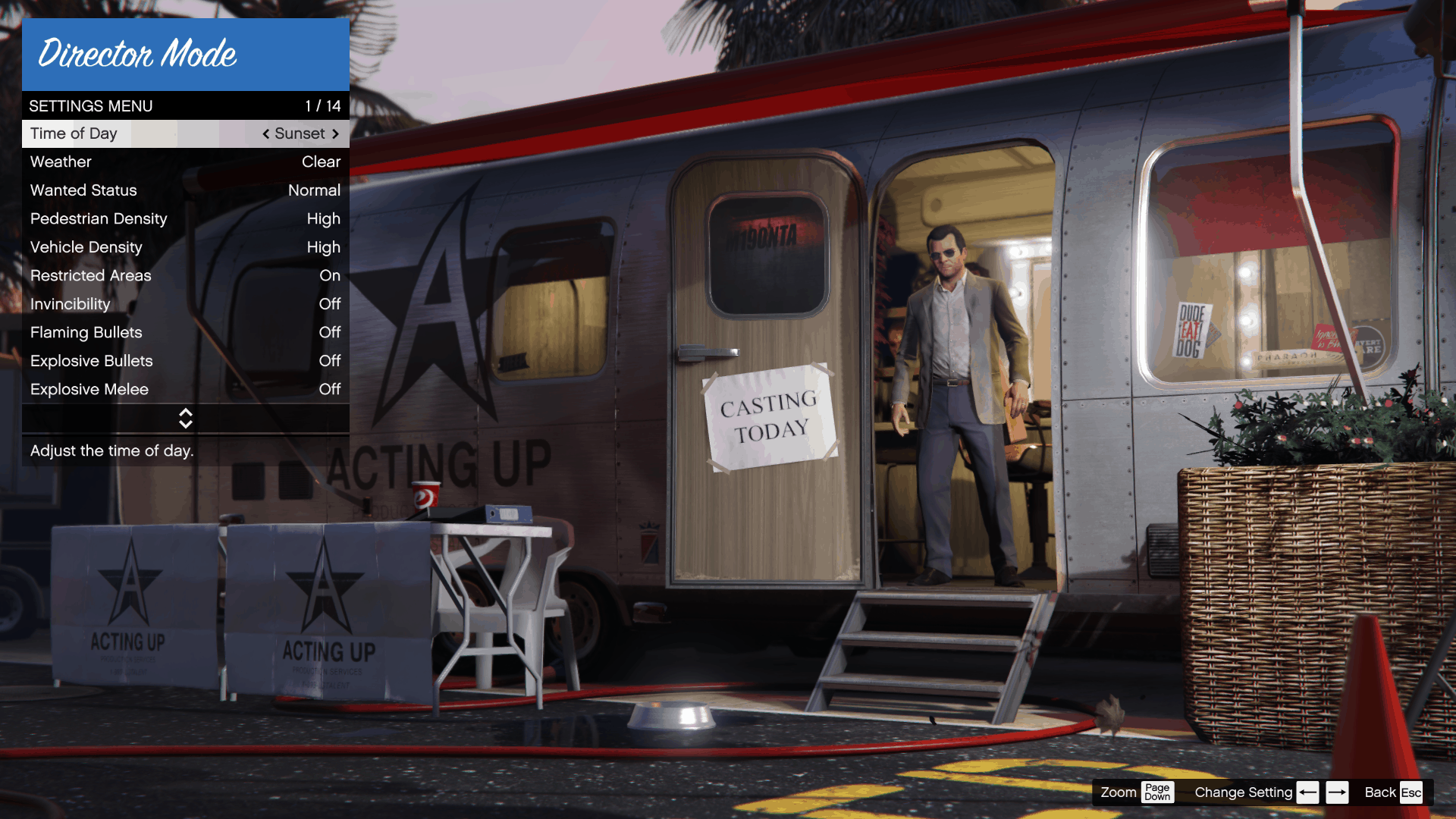 Settings — In Casting Trailer Menu