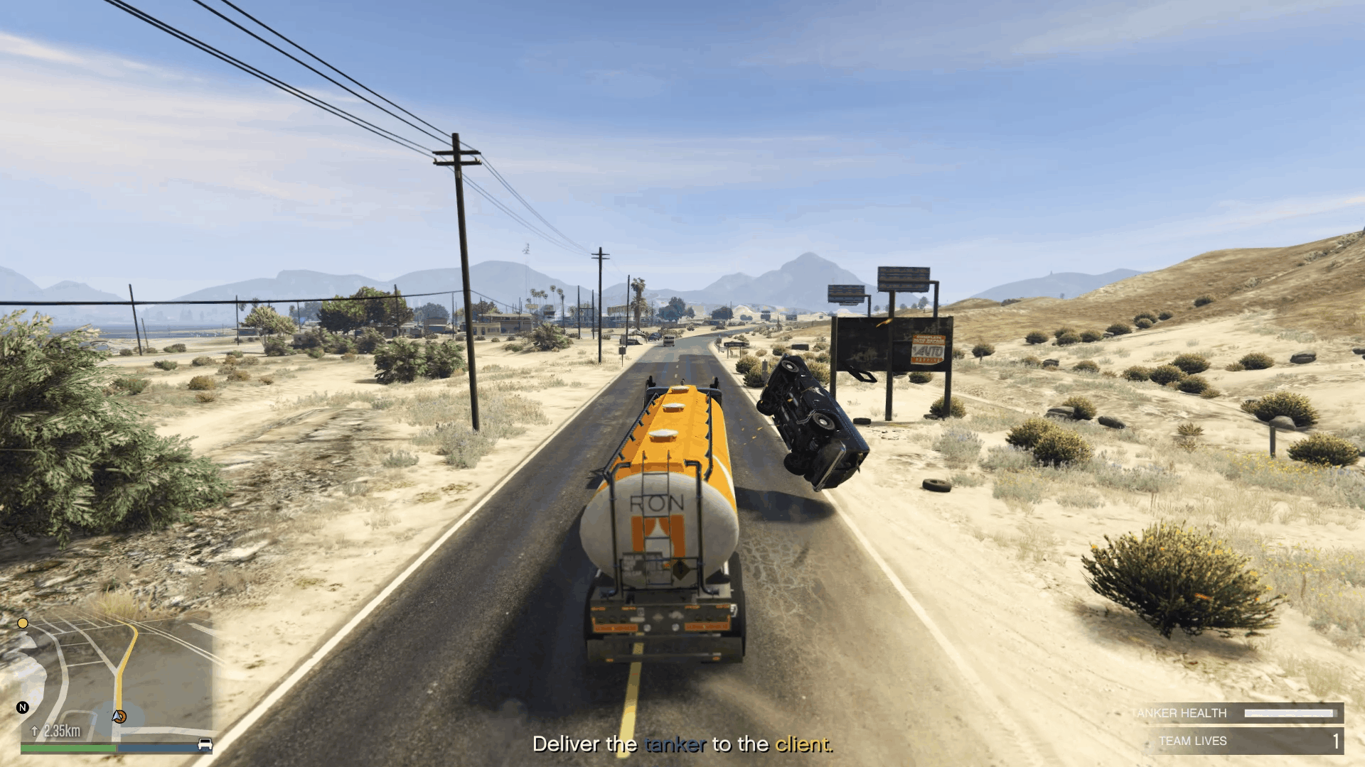 The metal shield in front of the truck helps you run over the vehicles easily