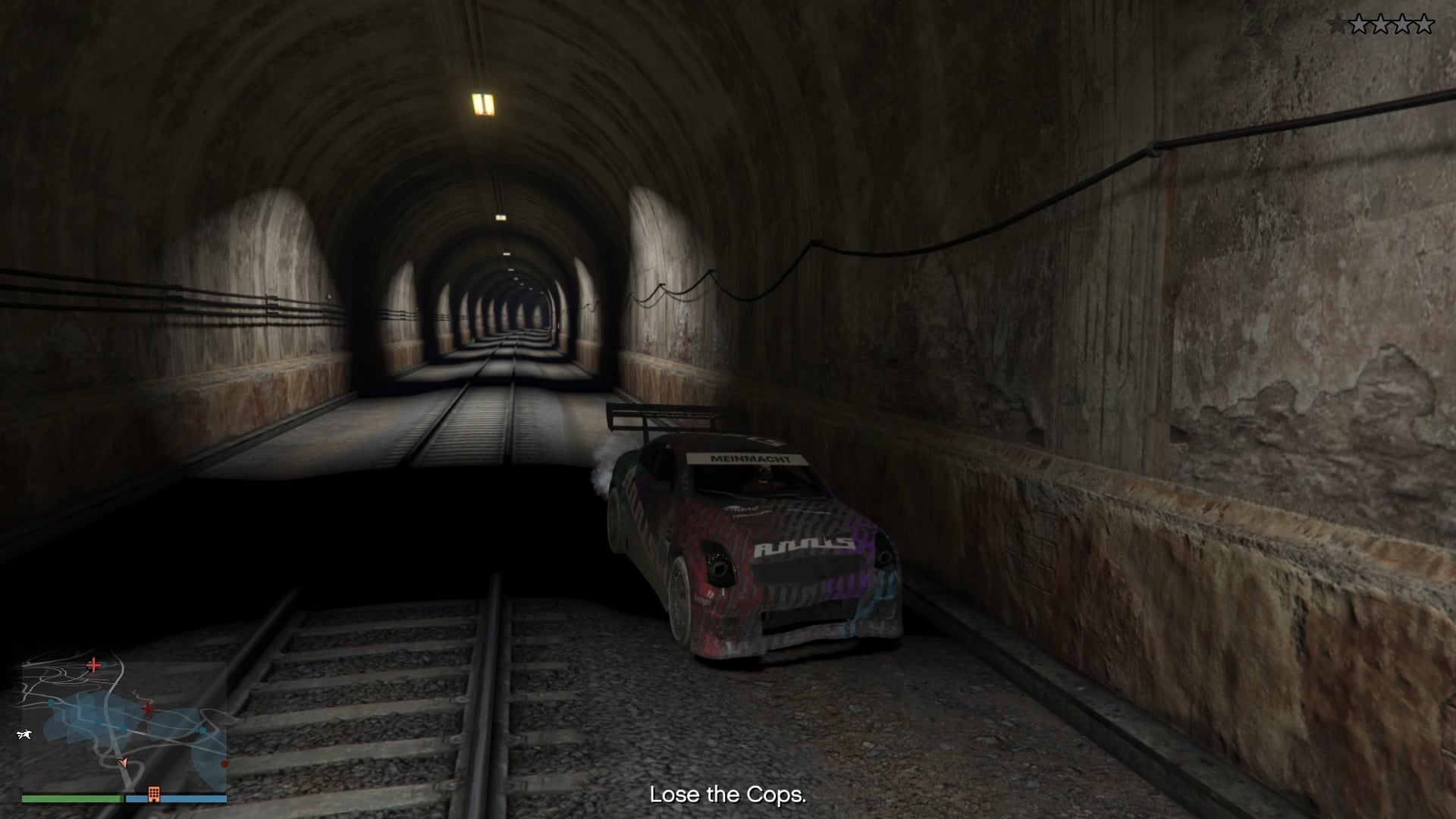 Waiting inside the Paleto tunnel to lose the cops.