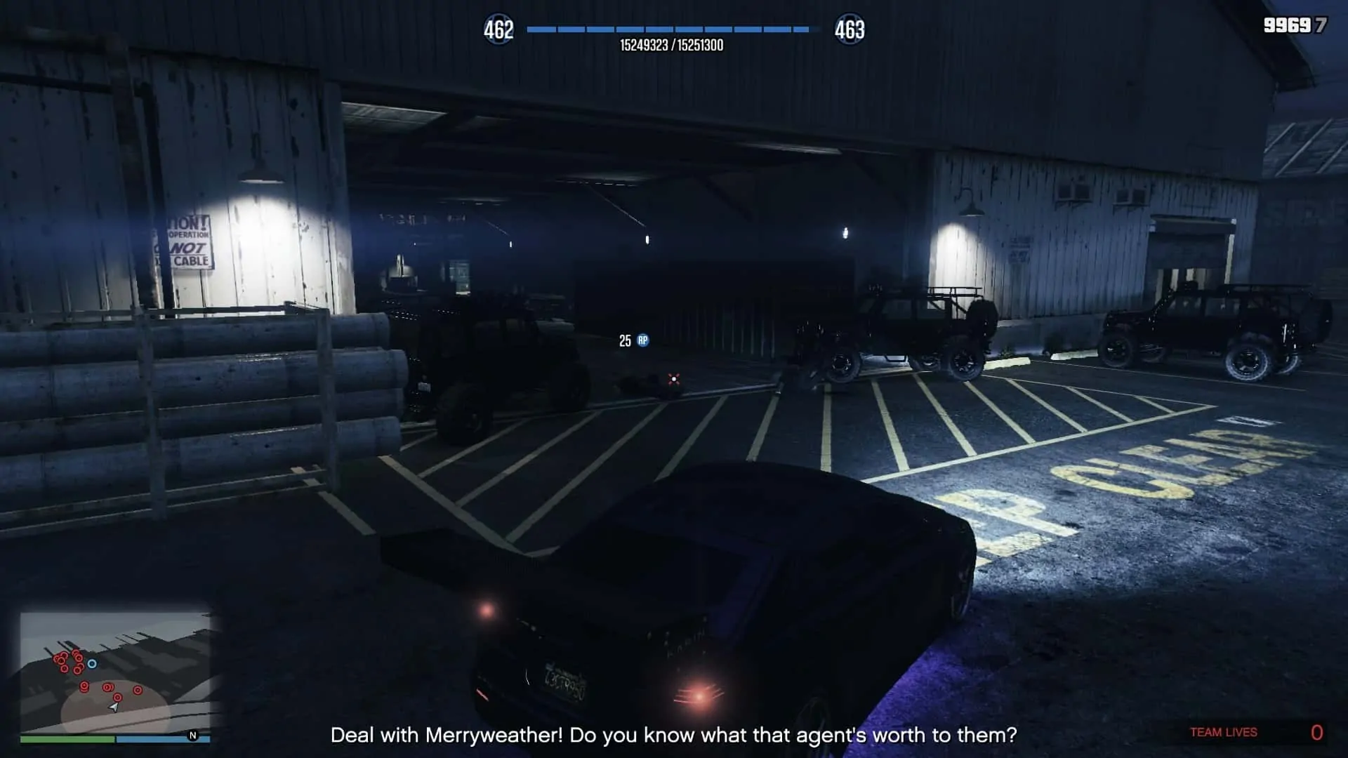 Killing the guards in front of north entrance of the shipyard