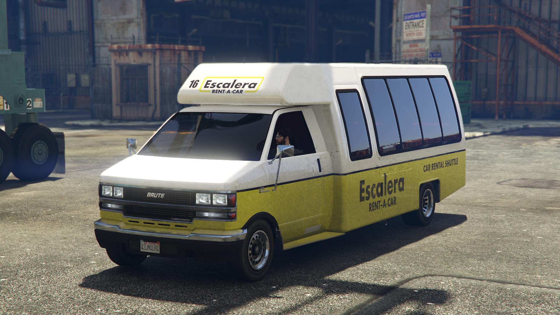 Brute Rental Shuttle Bus with the 'Escalera' livery on as seen in GTA Online.