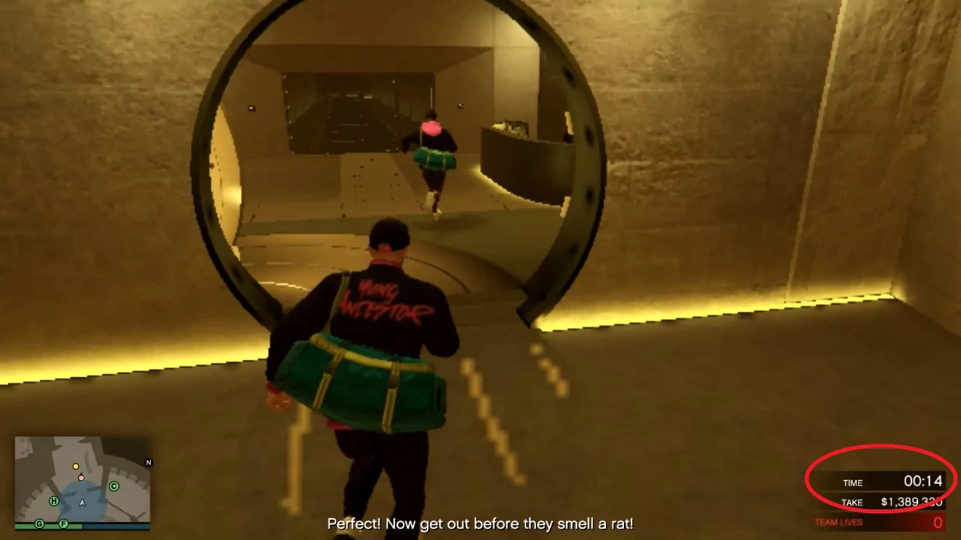 Starting to leave the vault around 20 seconds on the timer. 14 seconds left on the timer as we reached the vault entrance