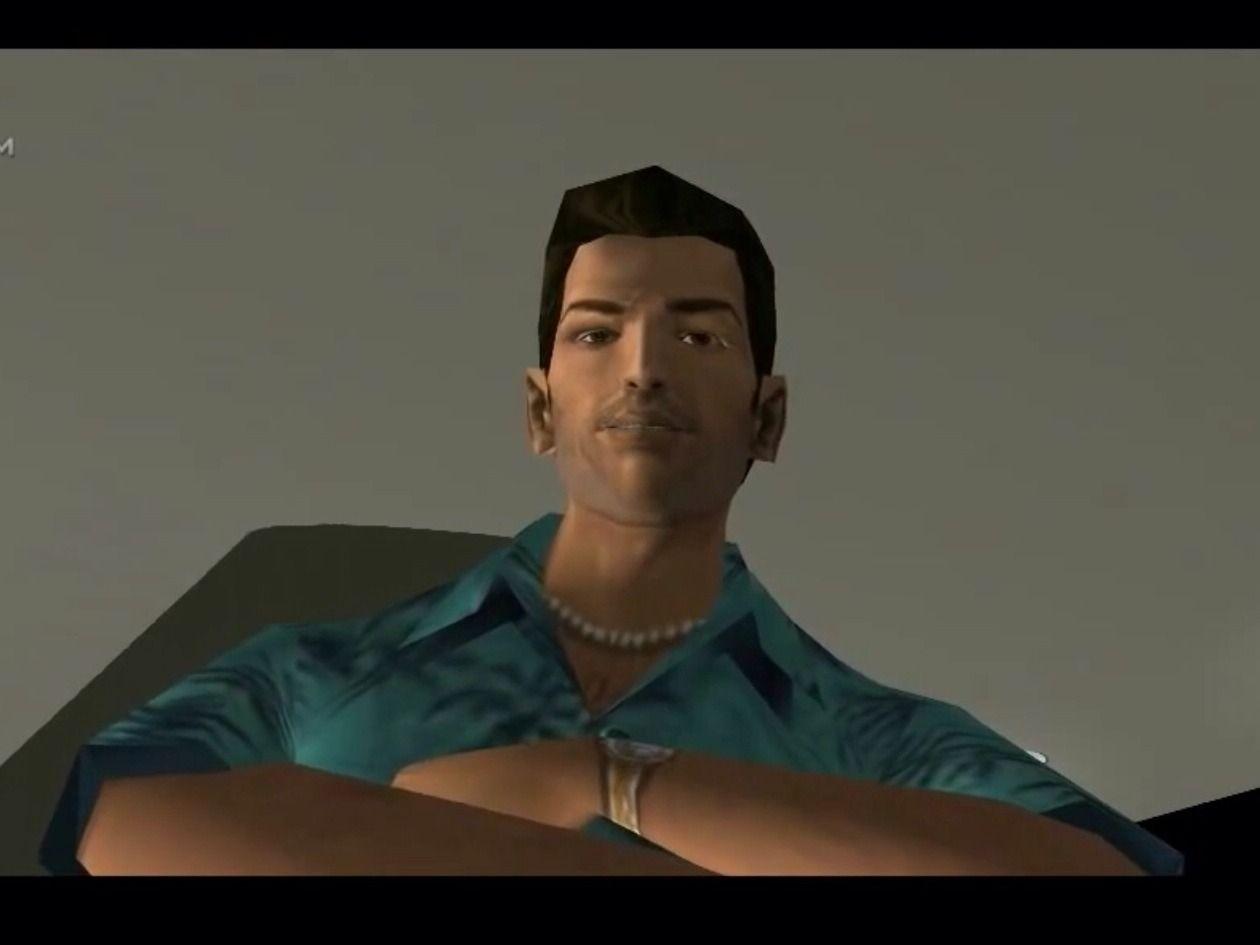 Tommy Vercetti during a cutscene in the original GTA: Vice City.