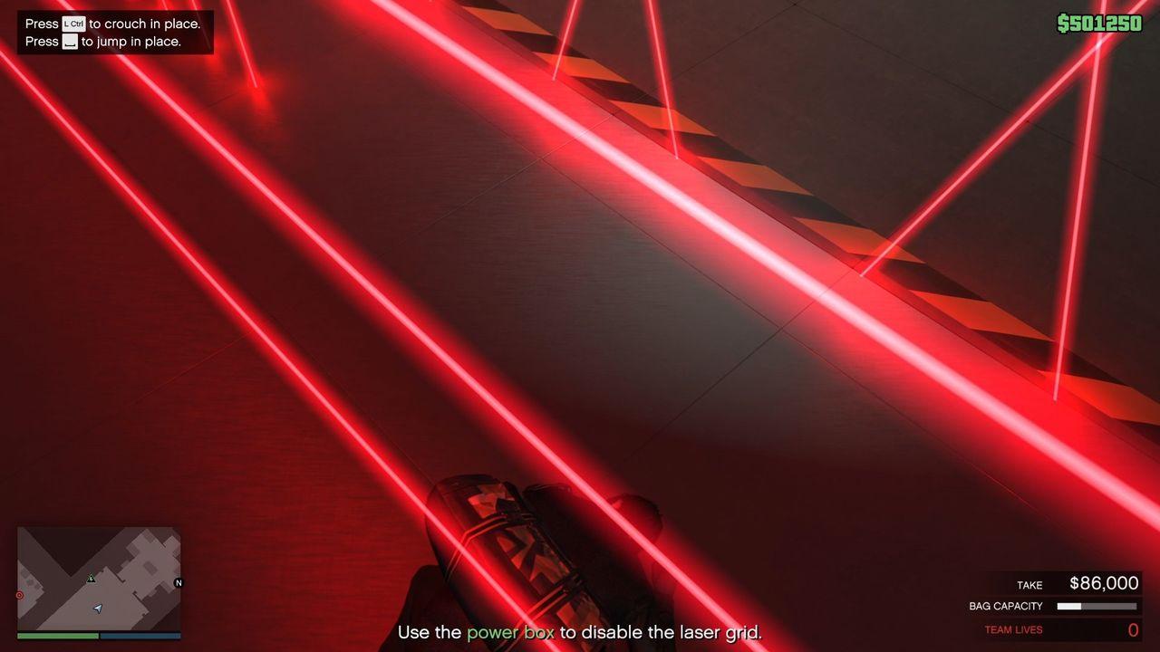 Crouching to avoid the last set of lasers before home run.