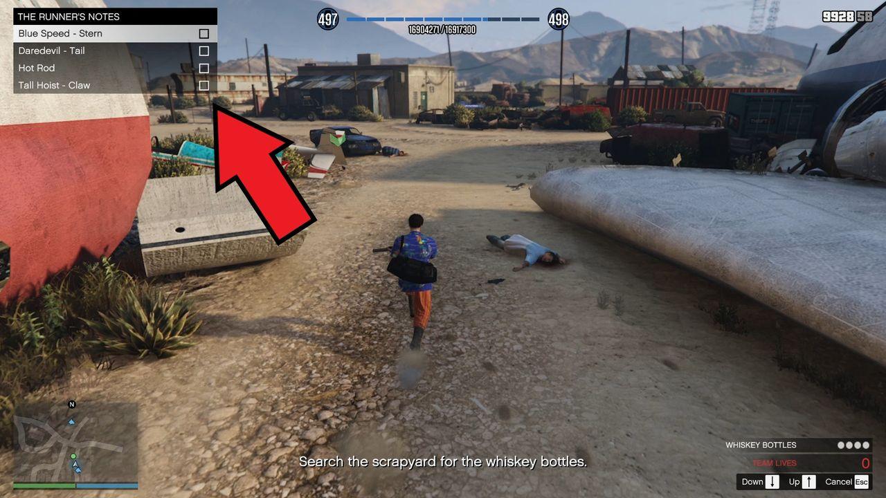 Runner's Notes showing the clues.