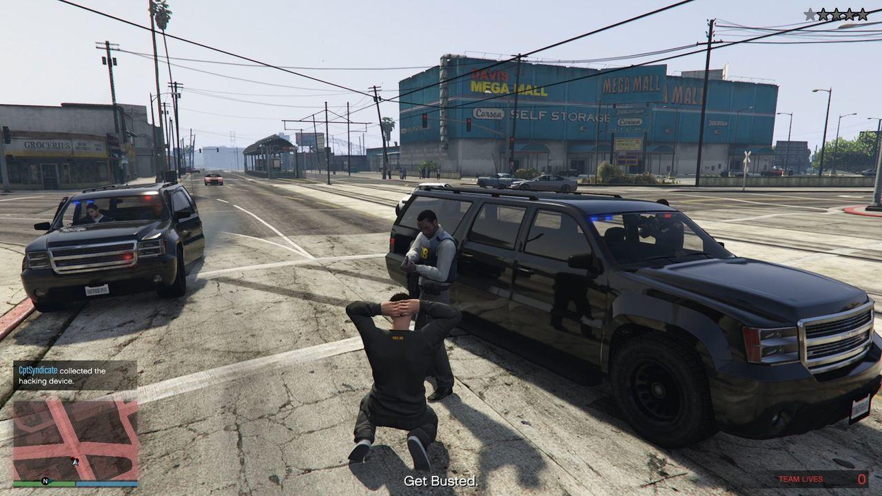 Getting busted by the FIB agents.