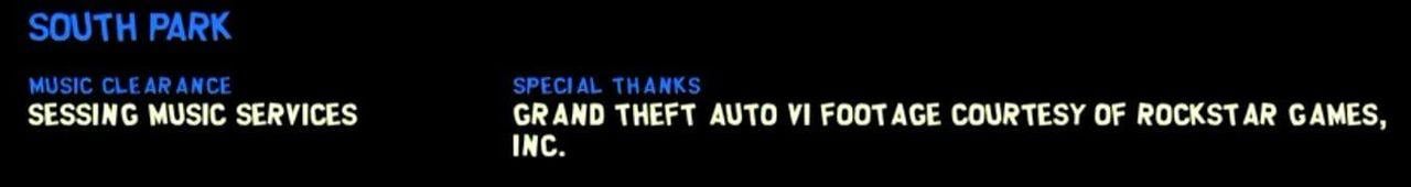 The credits from the end of the South Park episode.