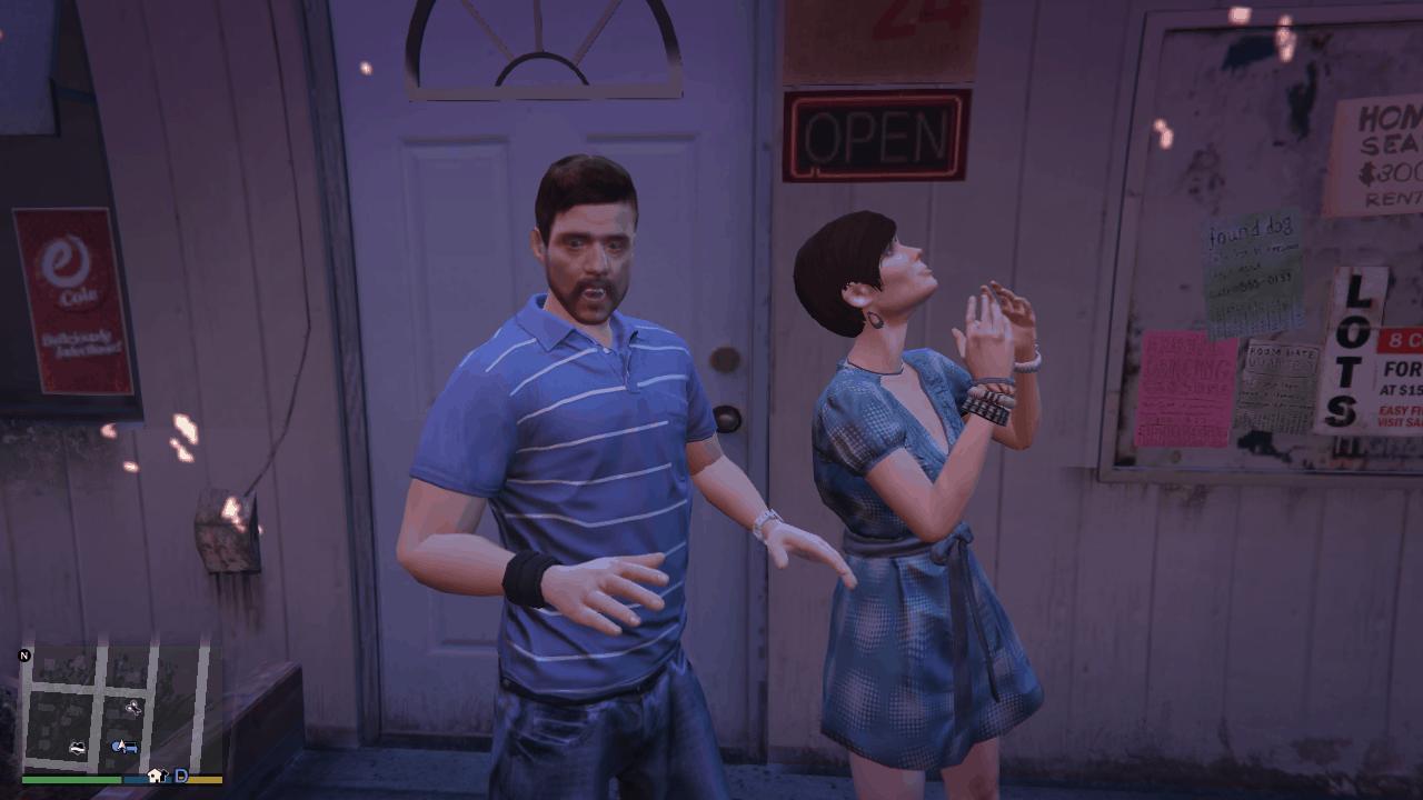 Drunk Couple in front of the ba